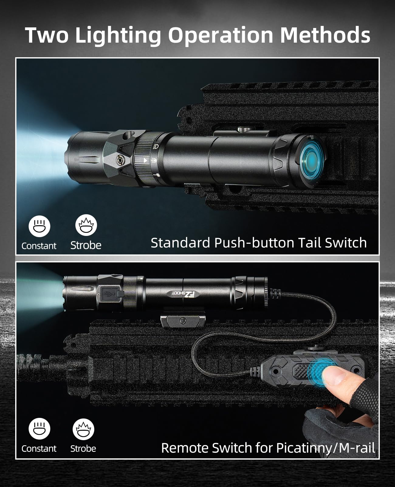 EZshoot 2500 Lumens Tactical Laser Light Combo for Rifle Compatible with Picatinny with Magnetic Remote Switch, Ar Light Laser Combo with Strobe Mode, Tactical Flashlight for Home Defense, Hunting