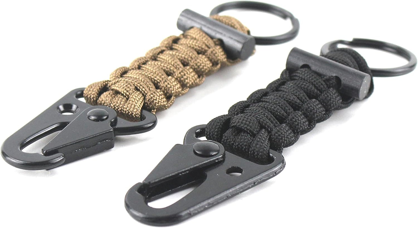 Paracord Keychain Carabiner 2PCS Pack Survival Paracord Lanyard with Fire Starter