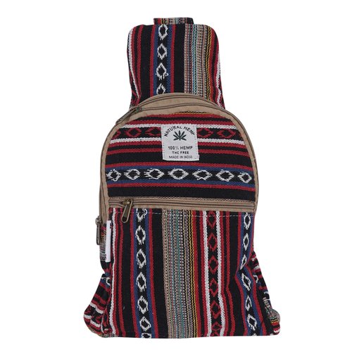 Marubhumi Hemp Small Backpack Cross Body Shoulder Himalayan Bag Adjustable Strap Men and Women Sling Bag Lightweight Daypack