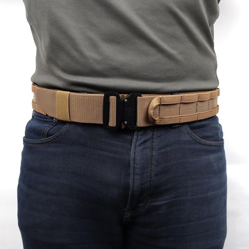 Gwild Concepts Copncepts Tactical MOLLE Belt, 5-in-1 Quick Release Rigger Battle Belt Heavy Duty Belt with Belt Hanger, Anti-Slip Pad, Gloves Hook, Coyote Brown