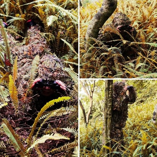 Ghillie Suit, Adult 3D Leafy Suit for Hunting, Hunting Gear Including Leafy Jacket, Camo Hunting Pants and Carry Bag, Lightweight Leafy Camo Suit for Turkey Hunting, Outdoor Jungle and Halloween M