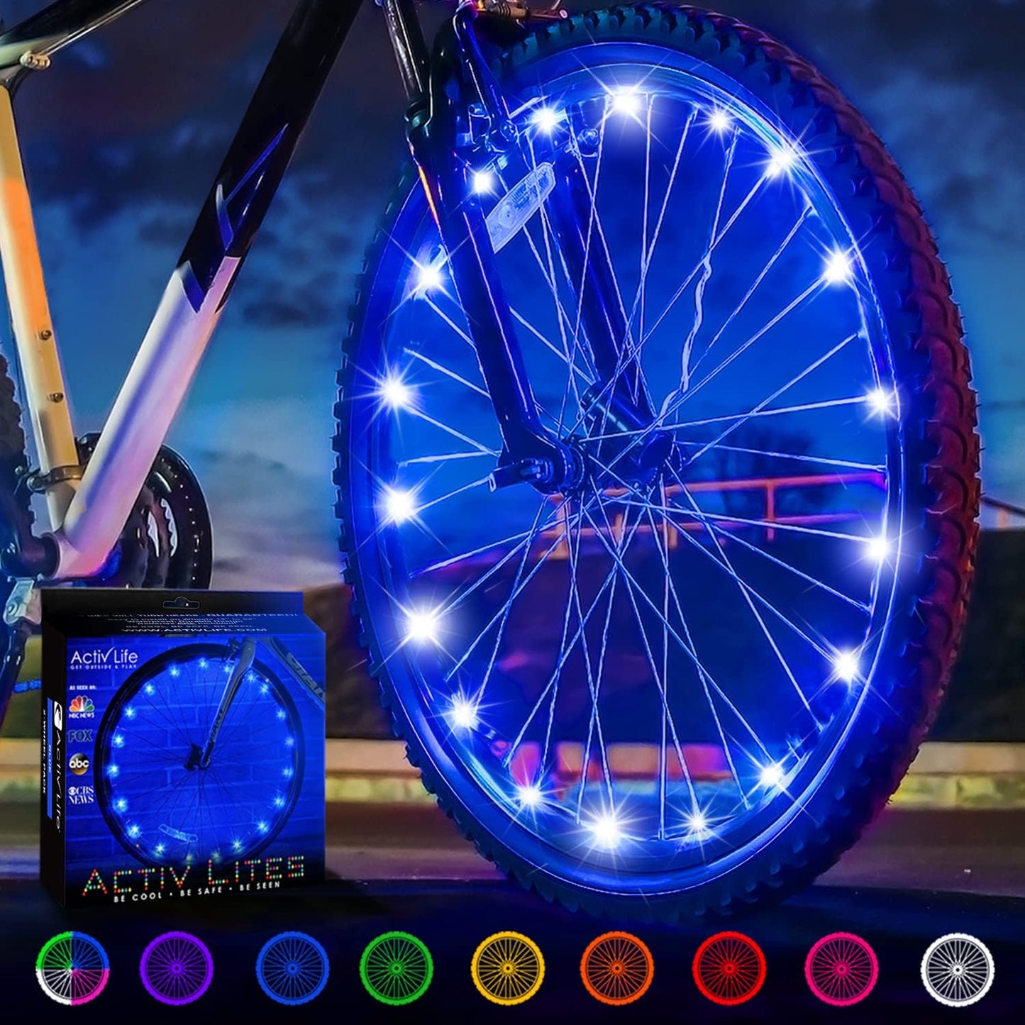 Activ Life LED Bike Wheel Lights with Batteries Included, Get 100% Brighter and Visible from All Angles for Ultimate Safety & Style (1 Tire Pack, Multicolor)