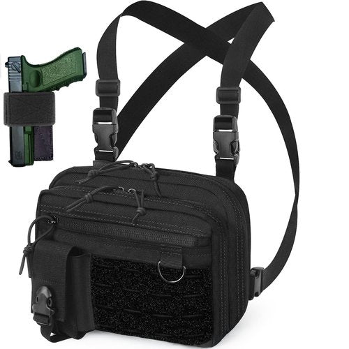 DegeTMVe Conceal Carry Sling Bag Tactical Vest Rig Pack Chest Backpack Admin Pouch IFAK Tool Holde (Black)