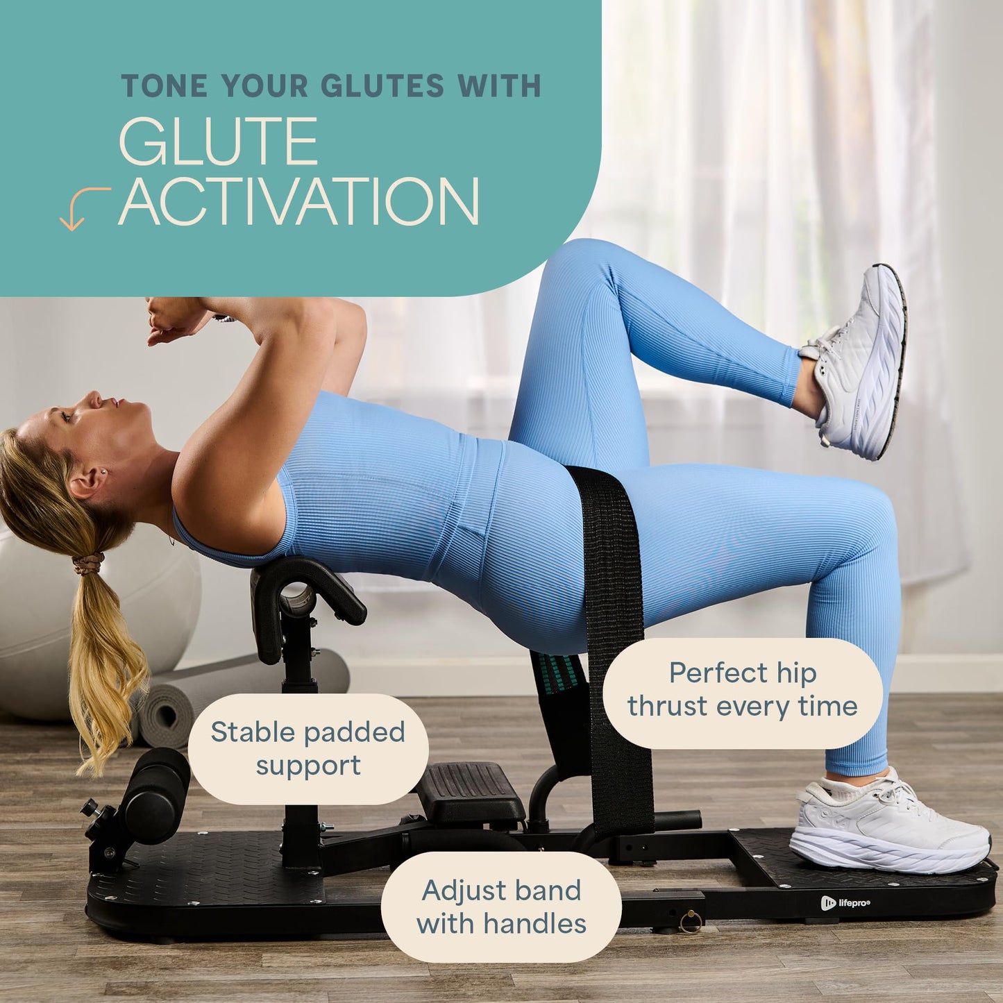 Lifepro Hip Thrust Machine – Adjustable Glute Workout Equipment for Home – Hip Thrust Bench & Glute Machine – Foldable Booty Builder, Sissy Squat Machine, Thrust Glute Bench, Home Gym Glute Workout