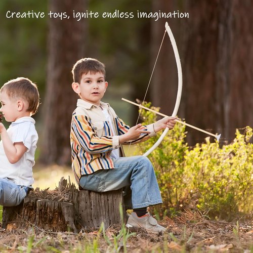 Basbon 10 Pcs Wooden Suction Cup Arrows, 16 Inch Handmade Wooden Toy Arrow for Kids and Beginners, Archery Bows Outdoor Play Cosplay Costume Decoration