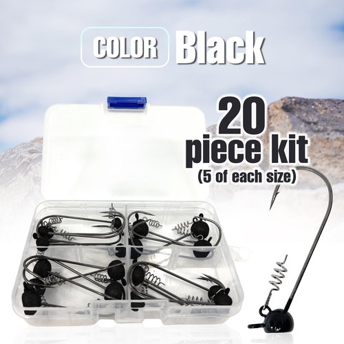 Reaction Tackle Stand-Up Shaky Head Jig, Size: 1/8oz. 4/0 10pk, Black