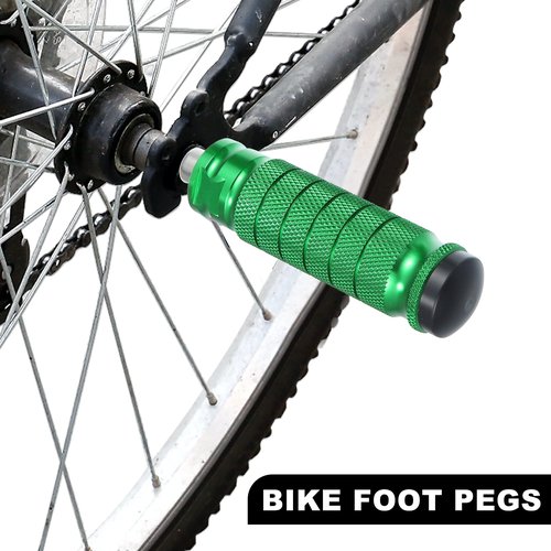 X AUTOHAUX 1 Pair Aluminum Alloy Rear Foot Pegs Footrests Universal Green for BMX MTB Bike Bicycle Fit 1/4 Inch Axles