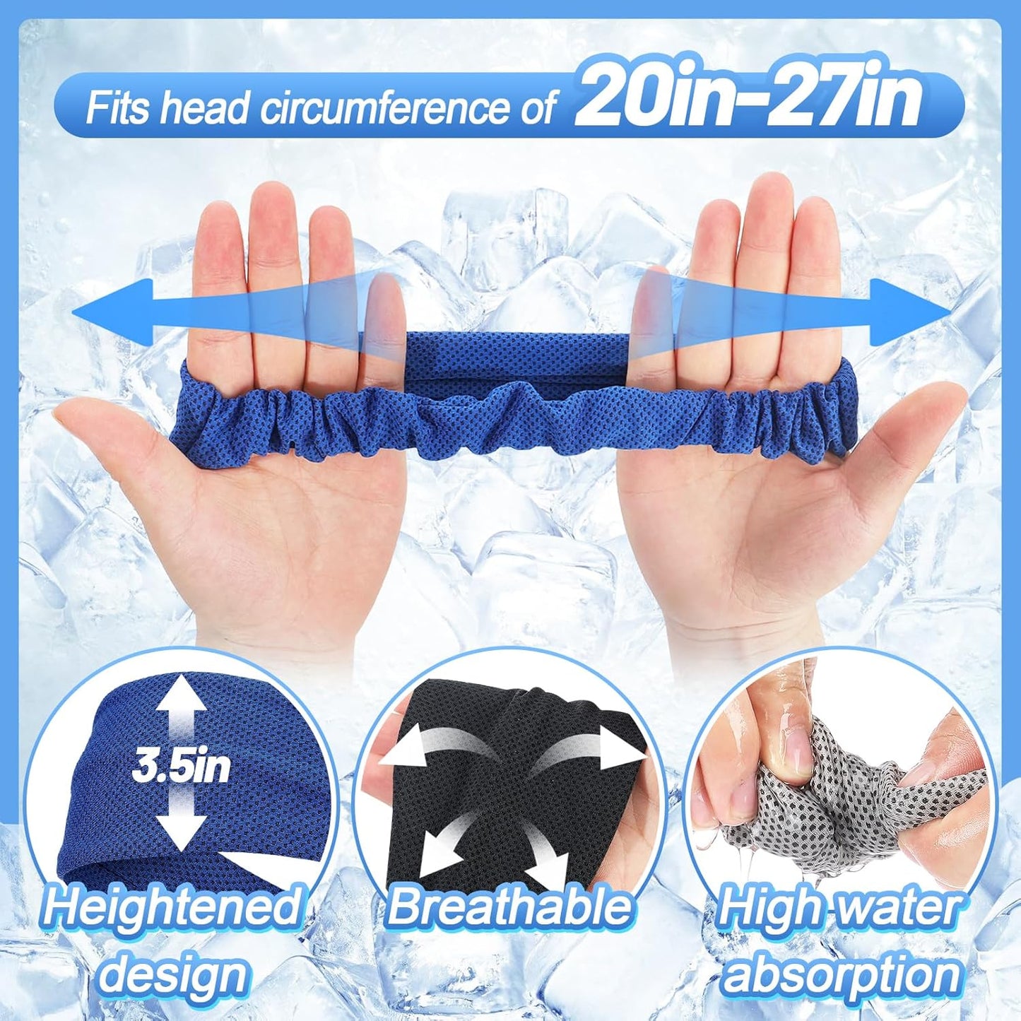 Cooling Headbands | 4-Pack Elastic Sweat Bands for Men & Women – Moisture-Wicking