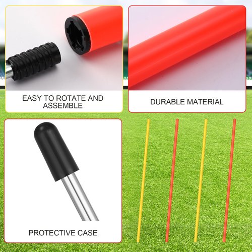 Silipull 4 Pcs Training Agility Poles 5ft Adjustable Soccer Training Poles Soccer Training Sticks Sports Speed and Agility Training Equipment for Football Sport Soccer Speed Training (Yellow, Orange)