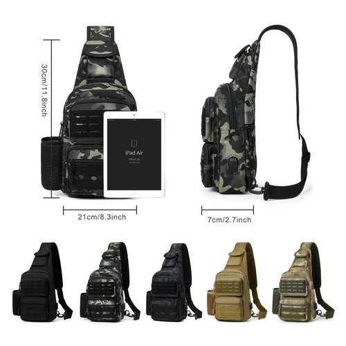 DOUNTO Tactical Sling Bag for Men Molle Utility Shoulder Bag Chest Pack Crossbody Backpack for Hiking Hunting (Black)