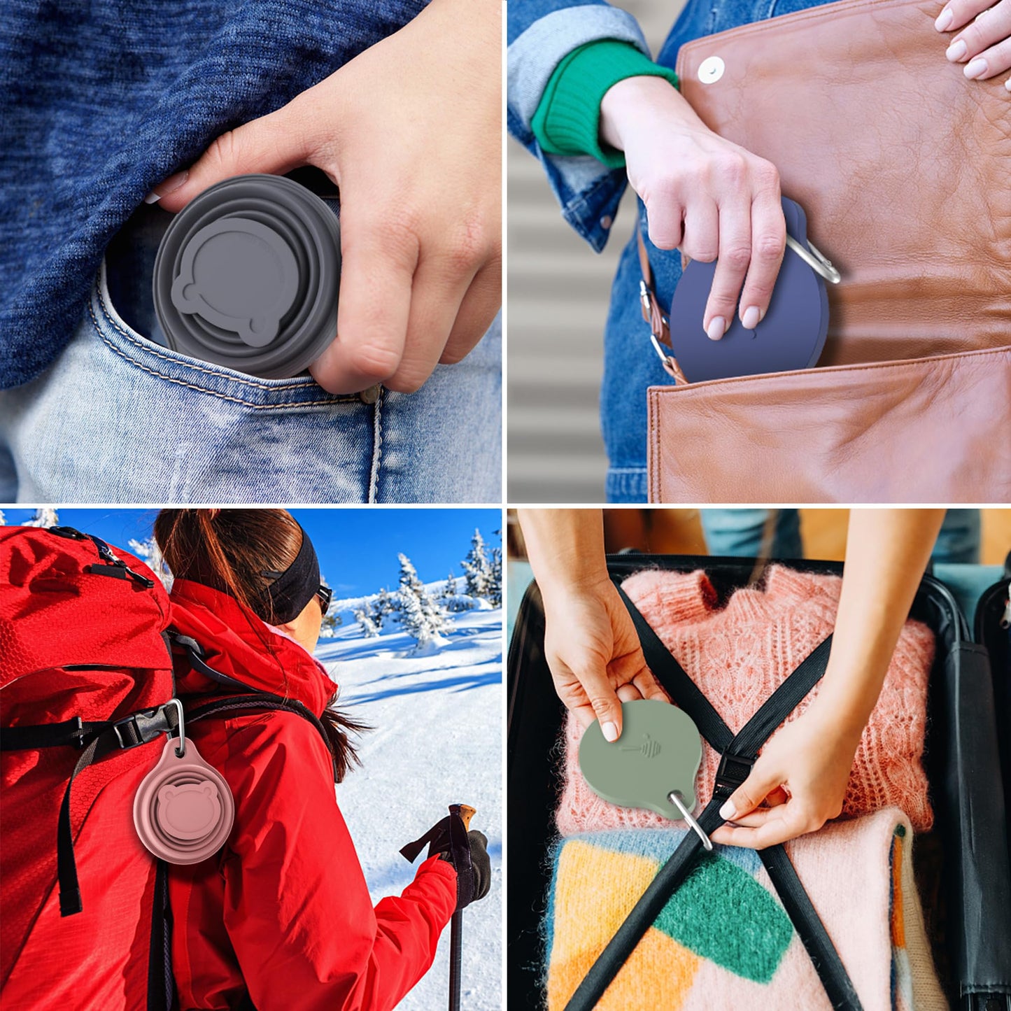 IYYI Collapsible Cup for Traveling, Silicone Foldable Cup, Camping Mug with Lid, Folding Mug for Camping, Hiking, Outdoors, Travel (2 Pack-Blue-Orange)