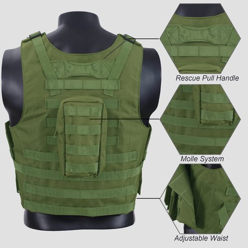 HRTACPAG Lightweight Tactical Vest with Removable Pouch for Airsoft Events, Paintball CS, Jungle Outdoor Activities (Army Green)