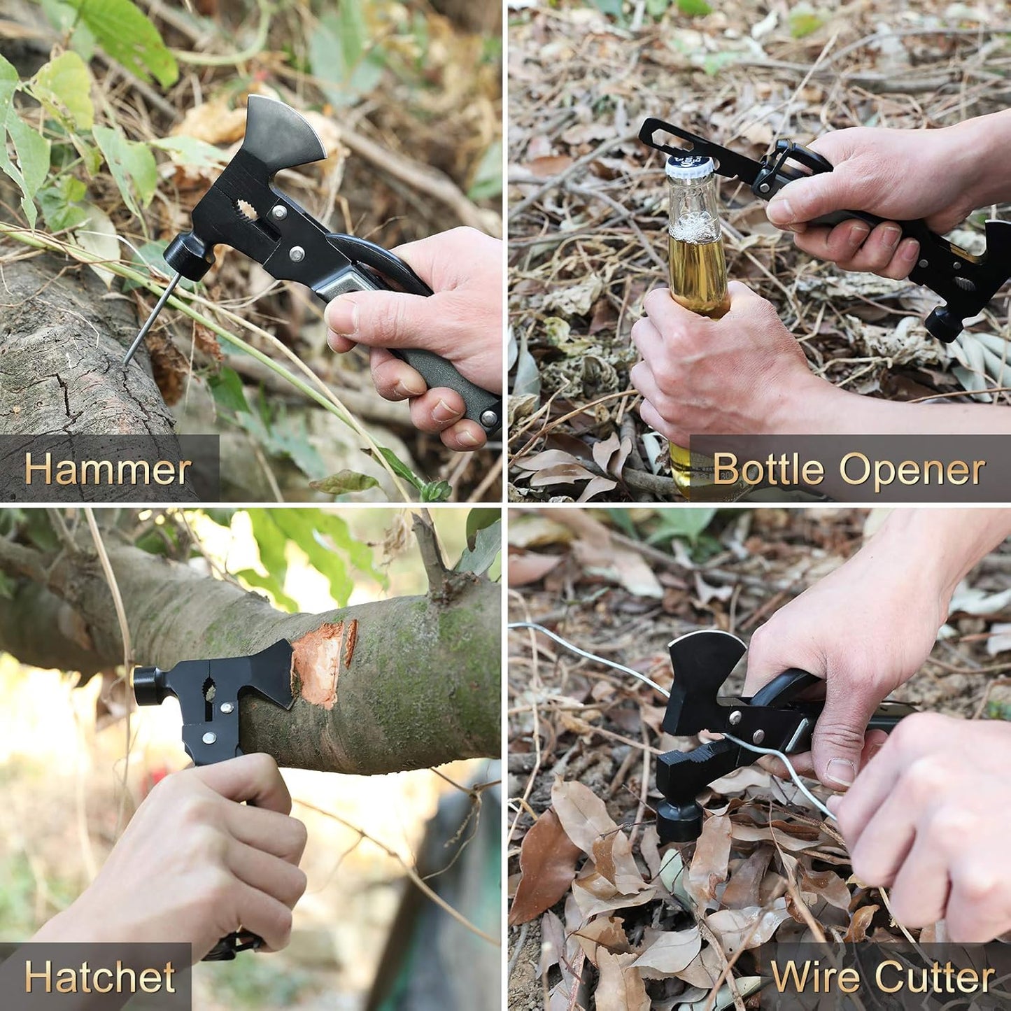 Camping Gear Multitool, Cool & Unique Birthday Gifts for Men Dad Husband Boyfriend, 18-in-1 Survival Gear for Outdoor Hunting Hiking, Emergency Escape Tool with Axe,Hammer,Plier,Knife,Bottle Opener
