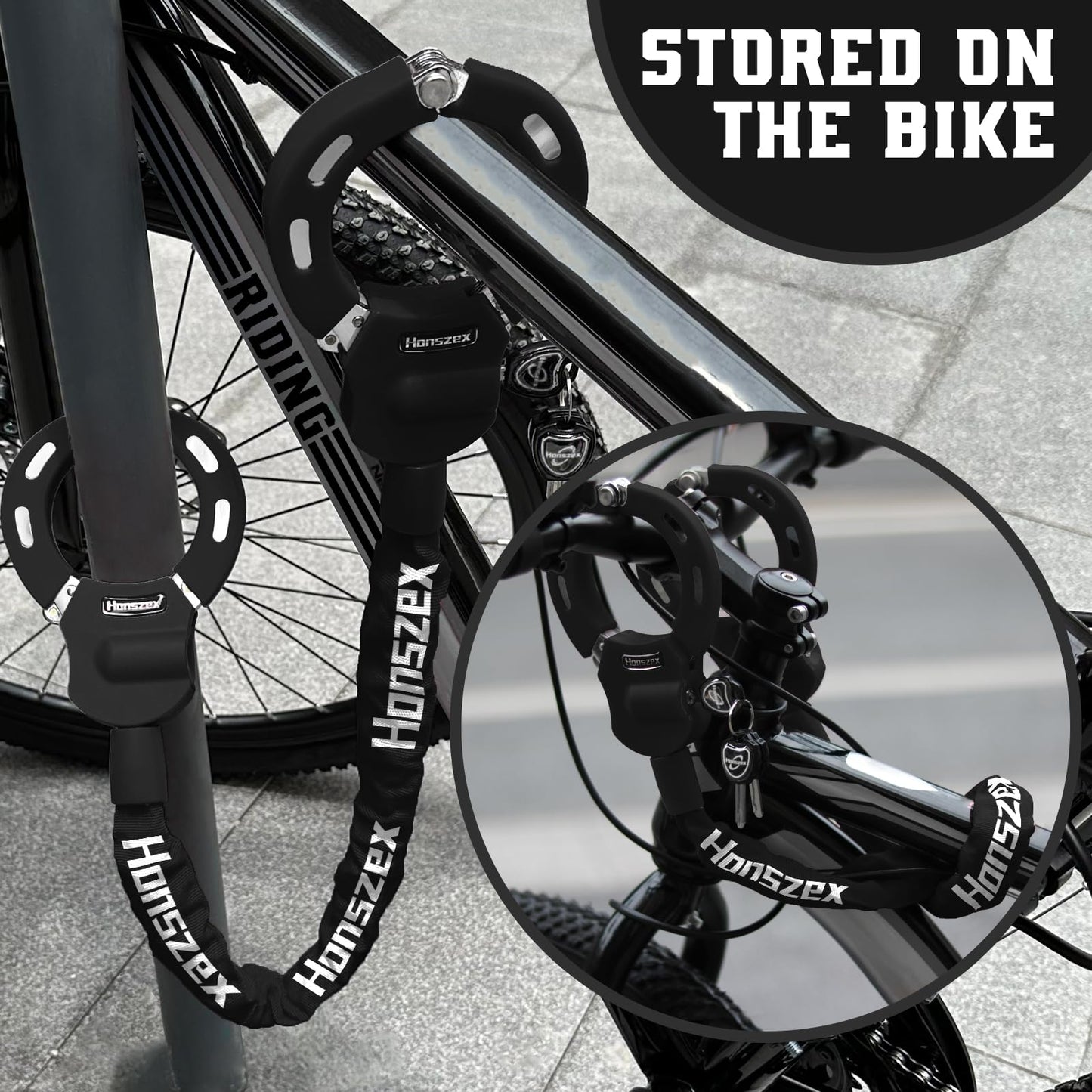 Honszex Scooter Lock, Bike Locks High Security with Key, 36.22inch Heavy Duty Bike Lock Chain, Accessories for Electric Scooter, E-Bikes