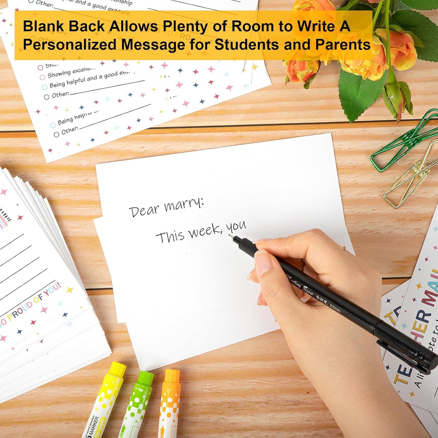 50Pcs Teacher Mail Notes to Parents, Smiley Face Happy Mail Postcards Classroom Good Behavior Incentive Motivational Cards to Send Home for Preschool Kindergarten Elementary School Teacher Supplies