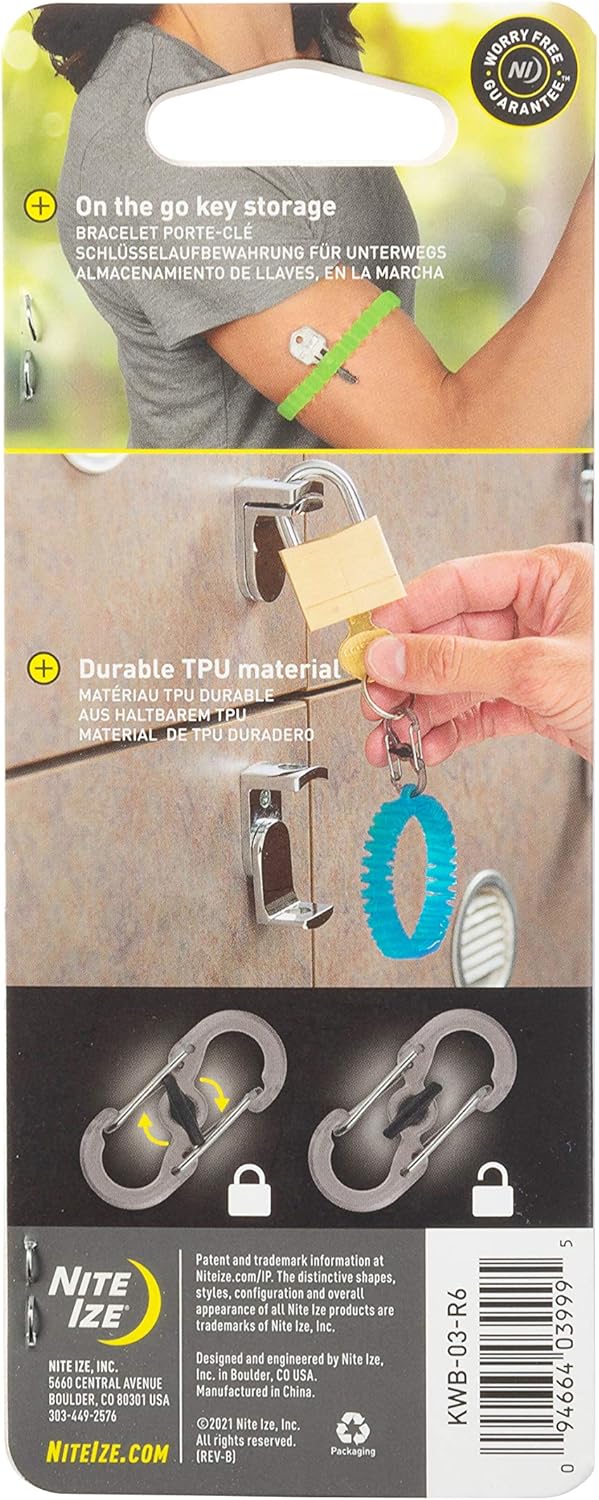 Nite Ize KWB-03-R6 Key Band-It, Stretch Wristband Key Chain With S-Biner Clip, Blue