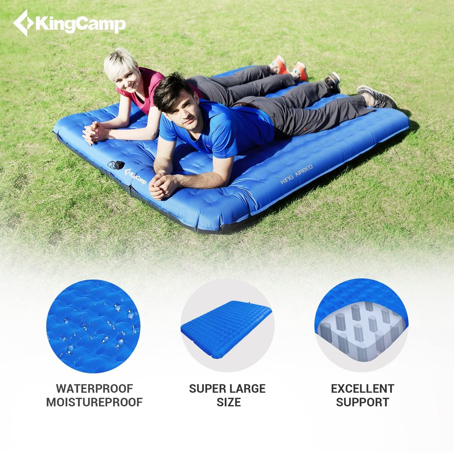 KingCamp Air Mattress Sleeping Pad, Ultra-Lightweight, Compact, and Waterproof Camping Pad for Backpacking, Hiking, and Outdoor Adventures