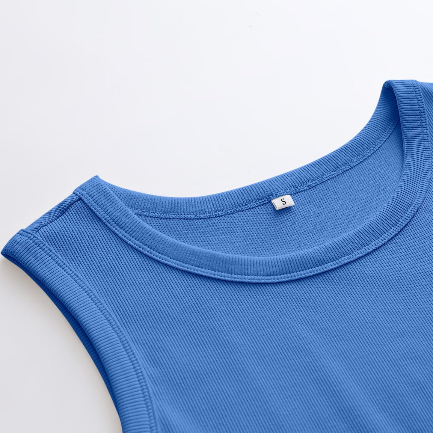 ANRABESS Womens Sleeveless High Neck Tank Tops Fashion Summer Casual Basic Slim Fit Ribbed Racerback Top Shirt Clothes Royal Blue-L