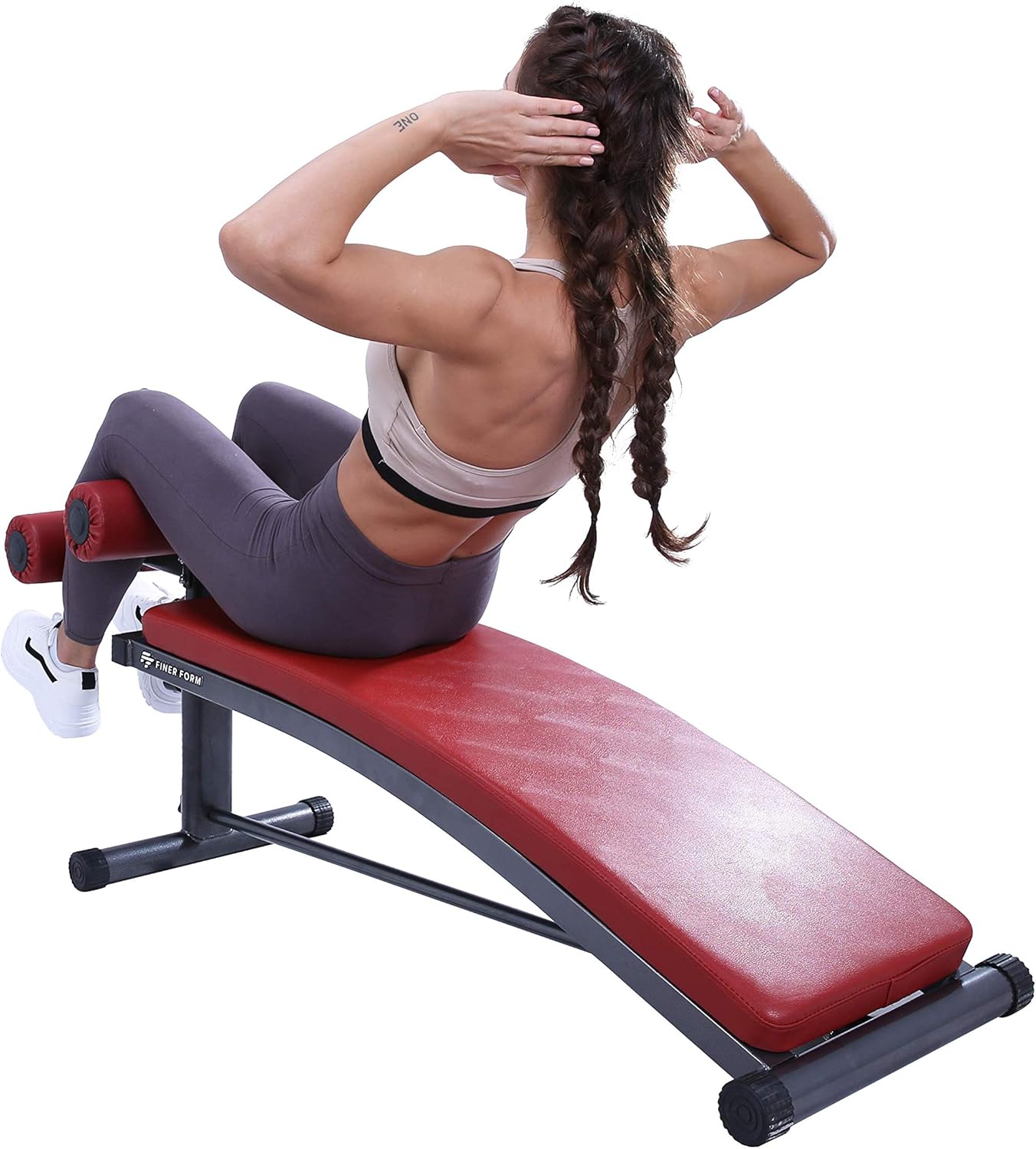 Finer Form Gym-Quality Sit Up Bench with Reverse Crunch Handle - Curved Ab Workout Bench for Your Home Gym. More Effective than an Ab Machine or Ab Roller. Get Abdominal Weight Bench for Decline Bench Press Right in Your Home Gym.