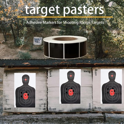 Chardime Target Stickers and Pasters for Shooting Practice - Target Pasters 1 inch 2 Rolls 2000 Pieces | Adhesive Markers for Shooting Range Targets（Black）