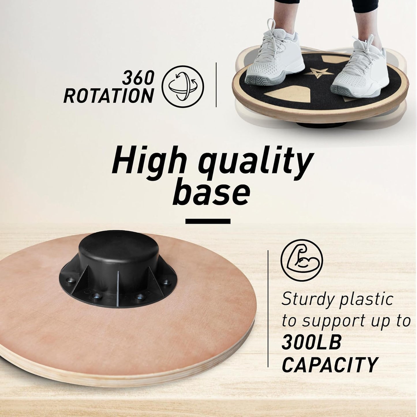 Yes4All Versatile Wooden Wobble Balance Board, Balance Trainer for Mobility Training, Standing Desk, Core Training, Exercise Balance Stability Trainer