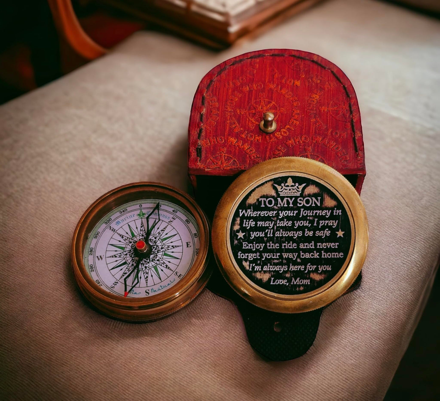 Mom to Son Compass – to My Son Love Mom – Mother to Son Gifts/Dad to Son - Graduation Day Gifts for Son - Son Birthday Gifts - Confirmation Gifts for Son