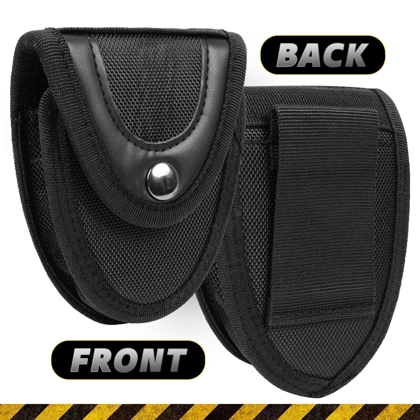 Handcuff Holder，Police Handcuffs Law Enforcement Accessories with Belt Loop， Handcuff Case Hand Cuff Pouch with Copper Snap Flap Top. … (Black, One Pack)