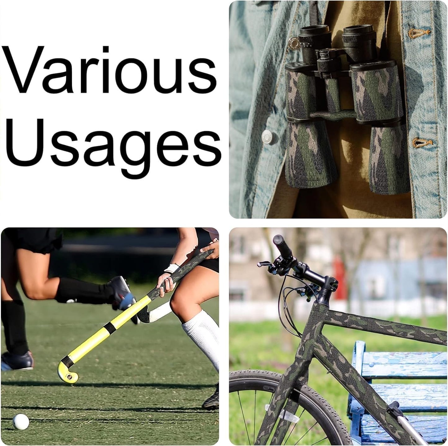 Camo Tape Wrap | Self-Adhesive Camouflage Bandage for Outdoor Sports | 2/3in x 14.76ft