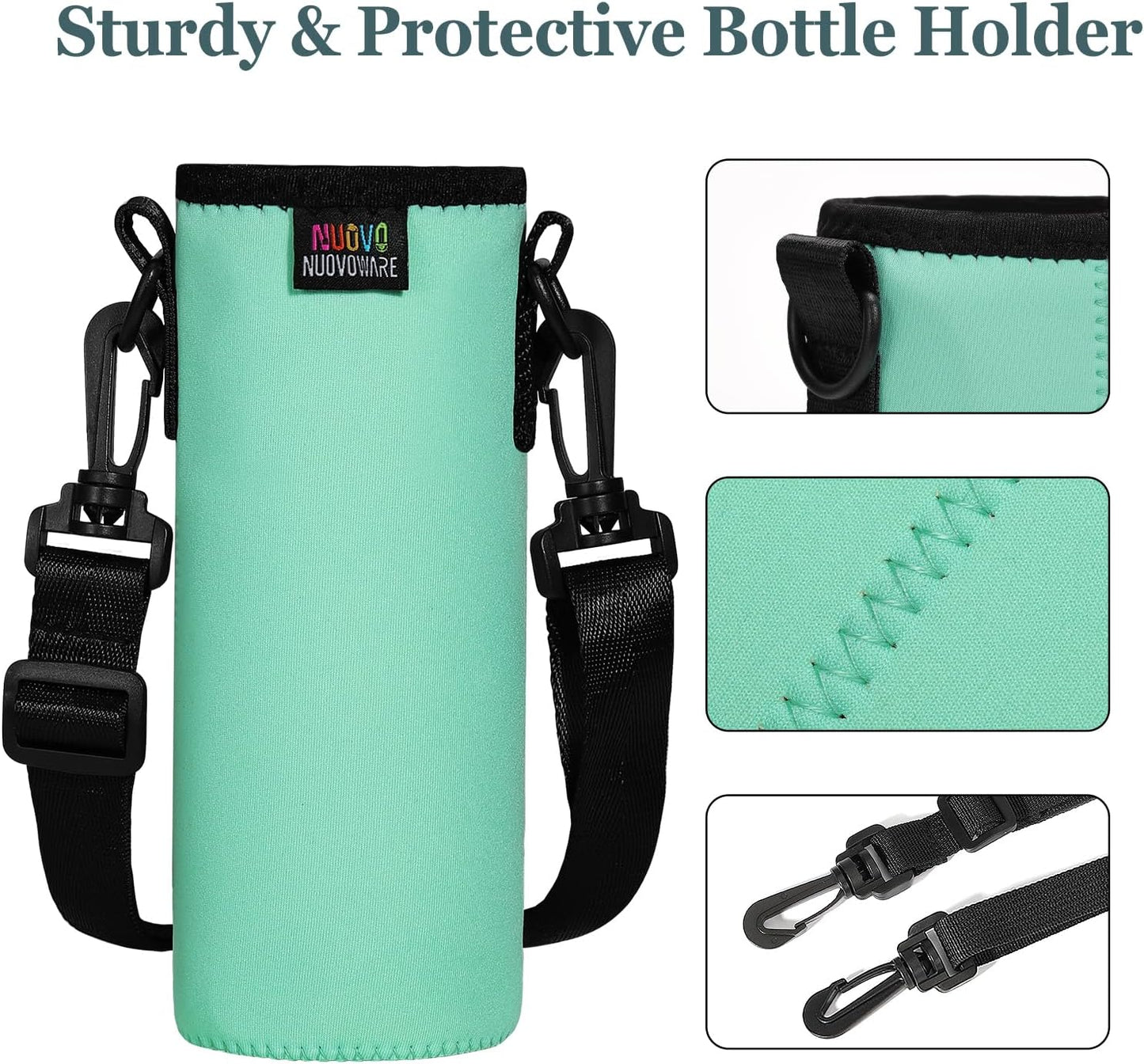 Nuovoware Water Bottle Carrier Bag, Premium Neoprene Portable Insulated Water bottle Sling Holder Bag 1000ML with Adjustable Shoulder Strap for Men Women Hiking, Sling Bottle Bag Case