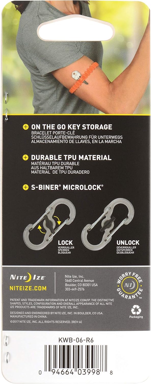 Nite Ize KWB-03-R6 Key Band-It, Stretch Wristband Key Chain With S-Biner Clip, Blue