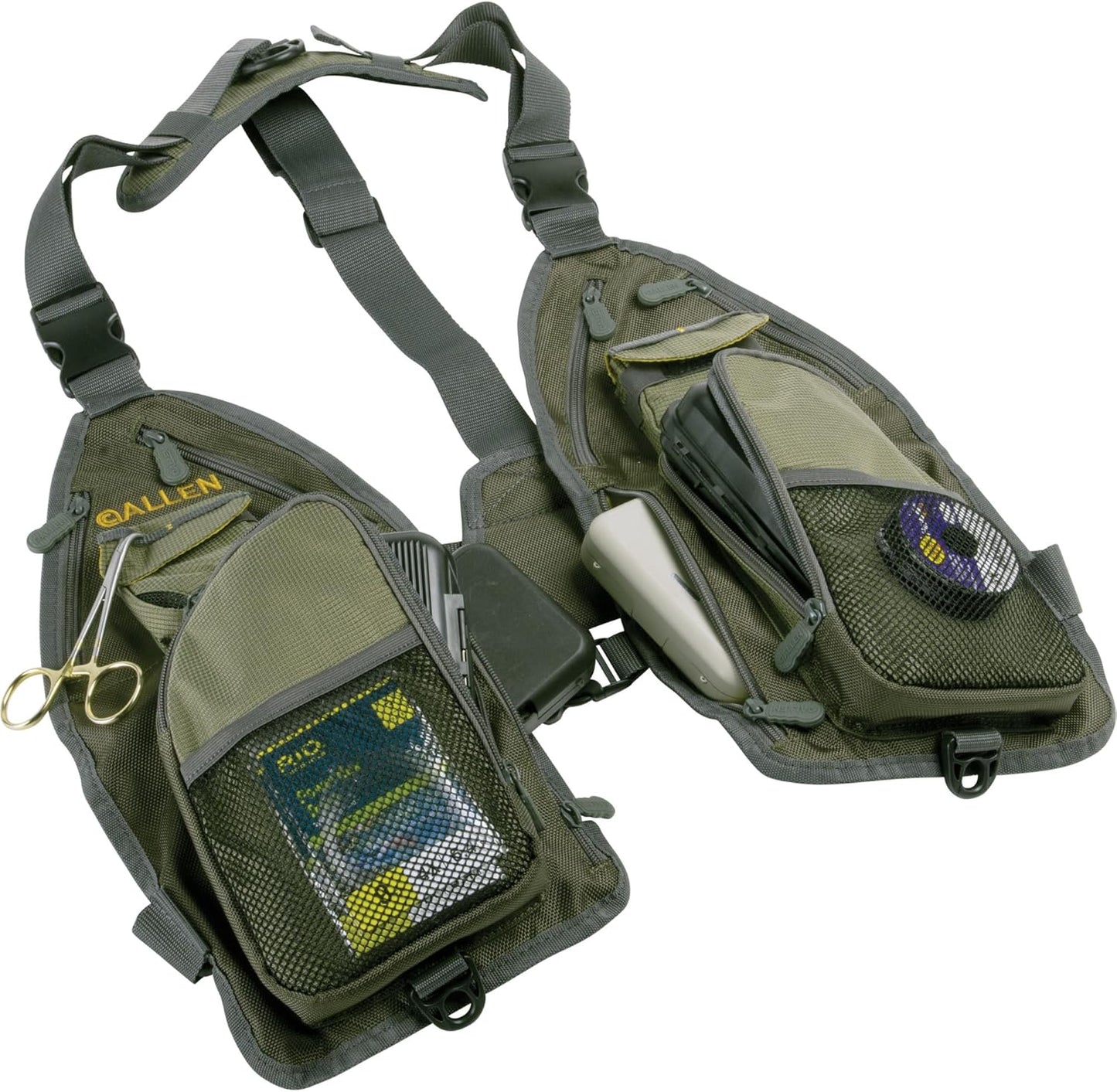 Allen Company Ultra-Light Gallatin Strap Pack Fishing Vest, Fits up to 4 Tackle/Fly Boxes, 14 Accessory Pockets