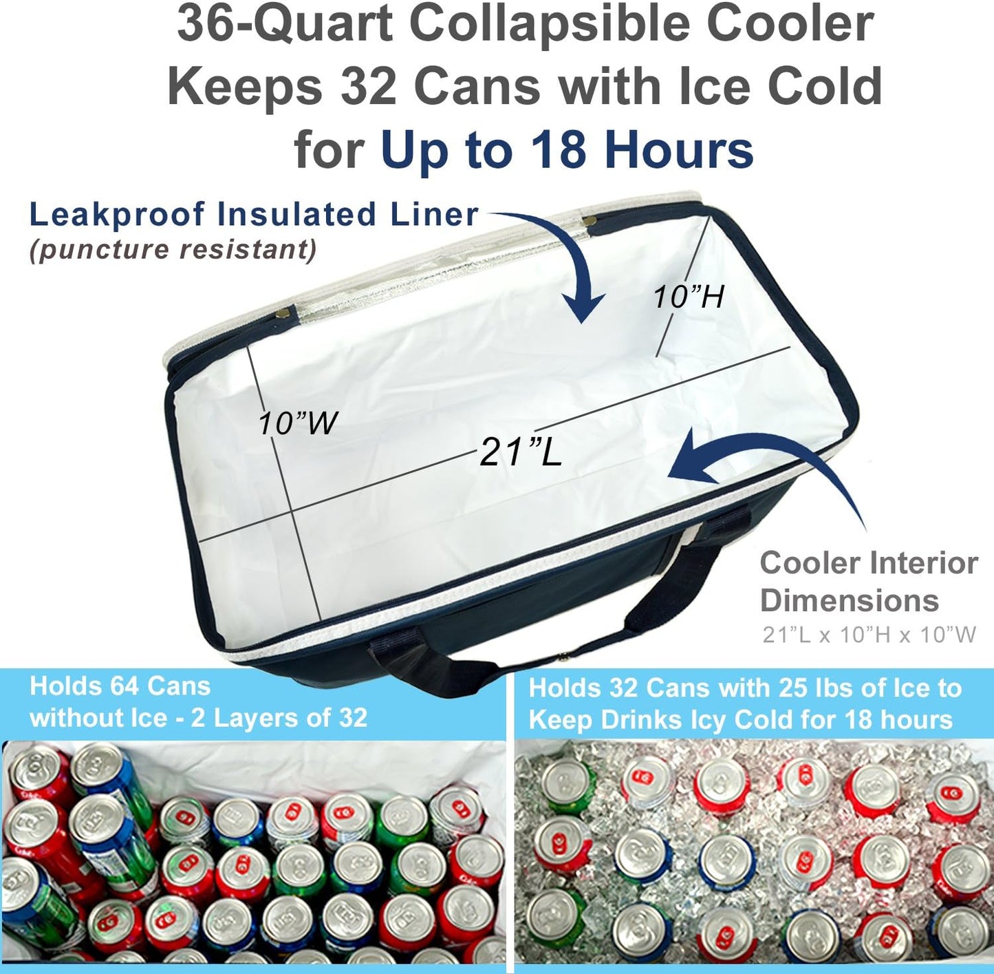 64 Can Leakproof Cooler - Collapsible Semi-Rigid Design for Outdoor Picnics | Picnic at Ascot