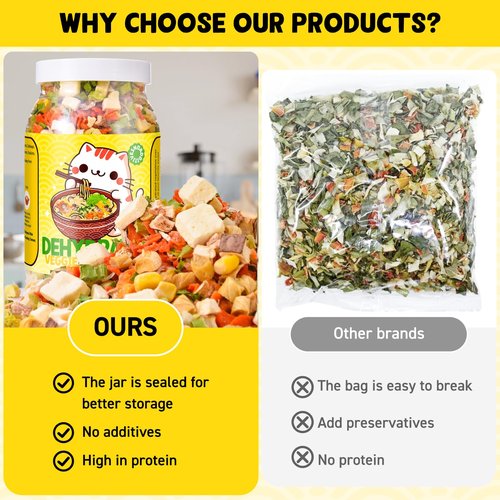 Ramen Toppings Mix Dehydrated Vegetables - Freeze-Dried Tofu & Vegetables, 100% Natural Vegetable Flakes, No Additive, Low Calorie, 10.58oz Dry Veggie for Cooking, Camping, Emergency Supply