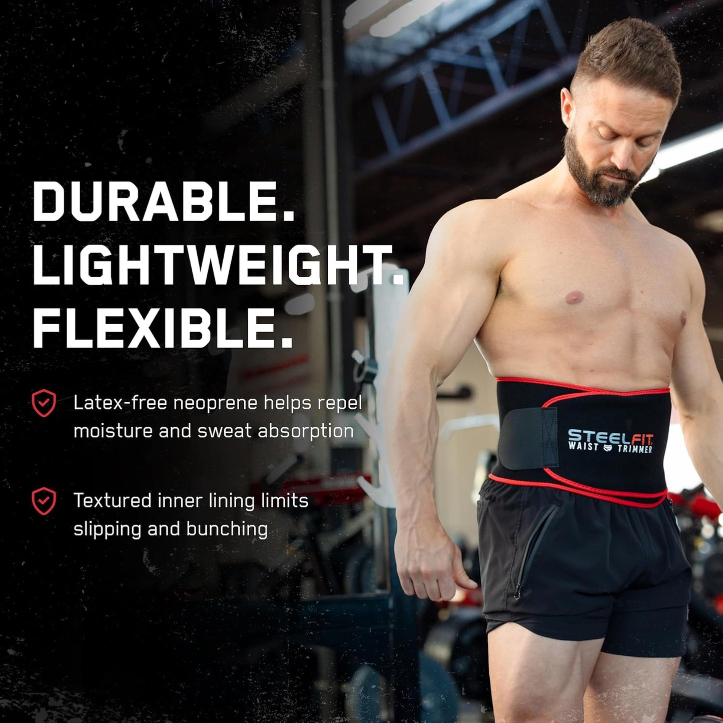 SteelFit Waist Trimmer Belt for Women & Men - Moisture-Resistant Neoprene Waist Trainer - Adjustable Sweat Band Shaper for Stomach & Belly Fat - Fitness, Gym & Exercise Accessories for Working Out