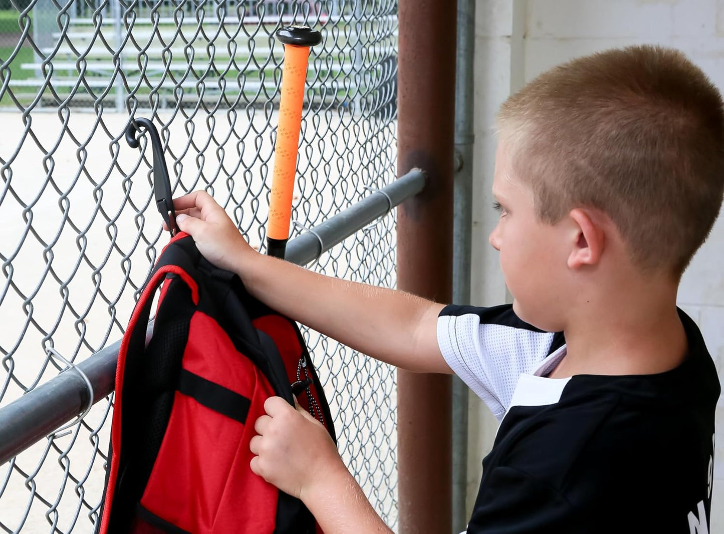 Athletico Youth Baseball Bat Bag - Backpack for Baseball, T-Ball & Softball Equipment & Gear | Holds Bat, Helmet, & Glove | Fence Hook (Red)