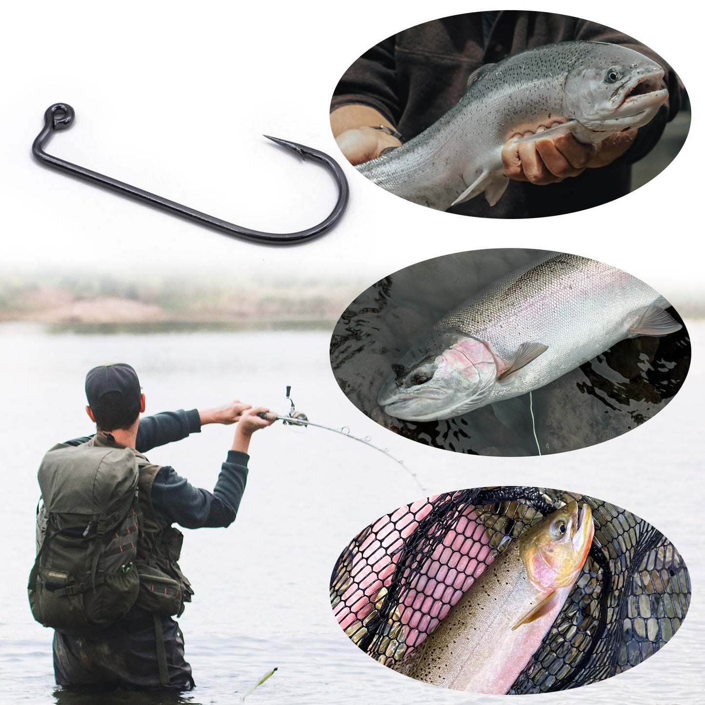 FishTrip 90-Degree Jig Hooks Fishing - 100pcs Aberdeen Long Shank Hook Jig Maker for Freshwater Saltwater Fly Tying 4#