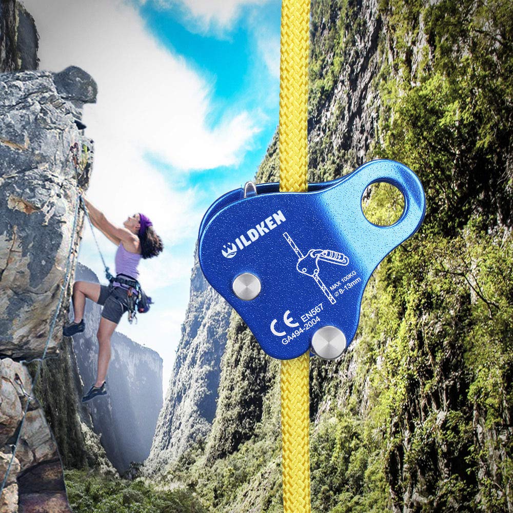 WILDKEN Climbing Hand Ascender, Fall Protection Belay Device Climbing Rope Grab for Rock Climbing Mountaineering Tree Arborist Expedition Caving Rescue Aerial Work