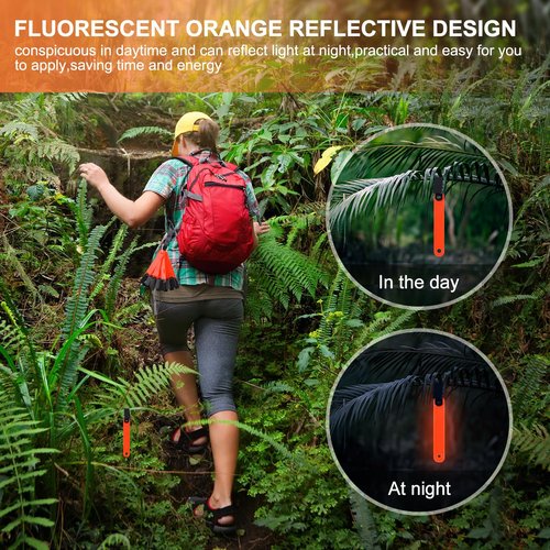 Tophoniex 48PCS Trail Markers with Clips Reflective Tree Tacks for Hiking Hunting Outdoor, Orange