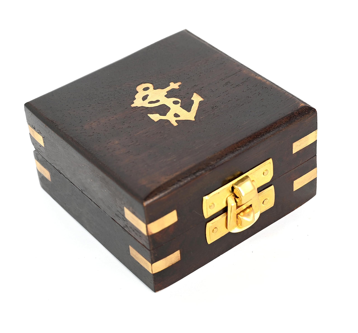 Brass Nautical - Not All Those Who Wander are Lost Brass Gift Embossed Compass with Wooden case, Graduation Day Baptism Communion Confirmation Day Motivational LOTR J.R.R. Tolkien (Wooden Box)