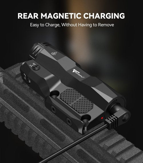VOTATU M6L-G Picatinny/Mlok Flashlight Laser Combo Built-in Touch Pad Switch, Max 2400 Lumens LED Light and Green Laser with Tactical Strobe Mode, USB Magnetic Rechargeable