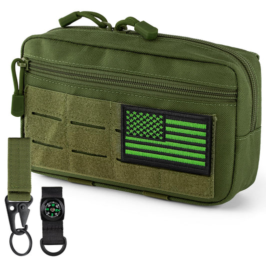 IronSeals Tactical Molle Horizontal Admin Pouch Multi-Purpose Laser-Cut EDC Tool Pouch Molle Attachment Bag Flag Patch Included
