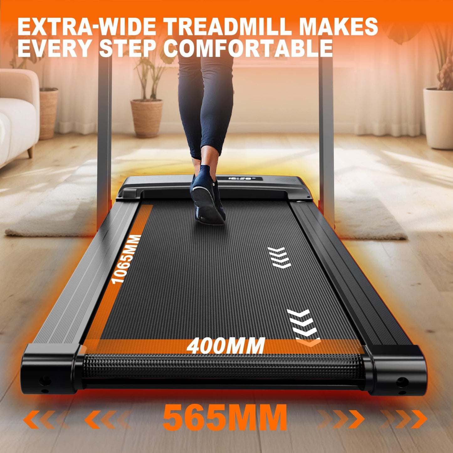 Foldable Treadmill for Home Walking Pad: 2 in 1 Walking Pad with Handle Bar & Bluetooth Speaker- Under Desk Treadmills with Dual LED Display and 12 preset Programs, APP Compatible