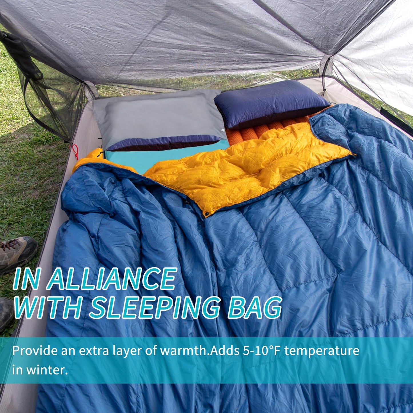 NewDoar Sleeping Bag Liner 215 * 85cm Portable Lightweight Travel Sheet with Pillow Slot Ultralight Soft Camping Sleeping Bag Liner Pongee Fabric for Camping Hiking Backpacking Hotels Hostels