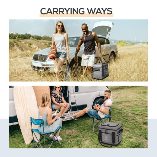 TOURIT Portable 50-Can Collapsible Rolling Soft Cooler with 29L Space & Reinforced All-Terrain Cart with Wheels Easy Transportation, Large Leakproof Travel Beach Ice Chest for Grocery Shopping
