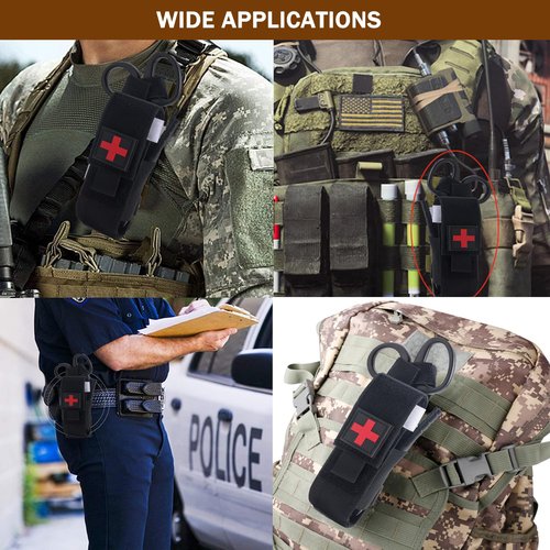 Upgrade Tourniquet Pouch with Shear, Molle Tourniquet Holder, Tactical TQ Trauma Tourniquets Scissors(Without Tourniquet) (Black)