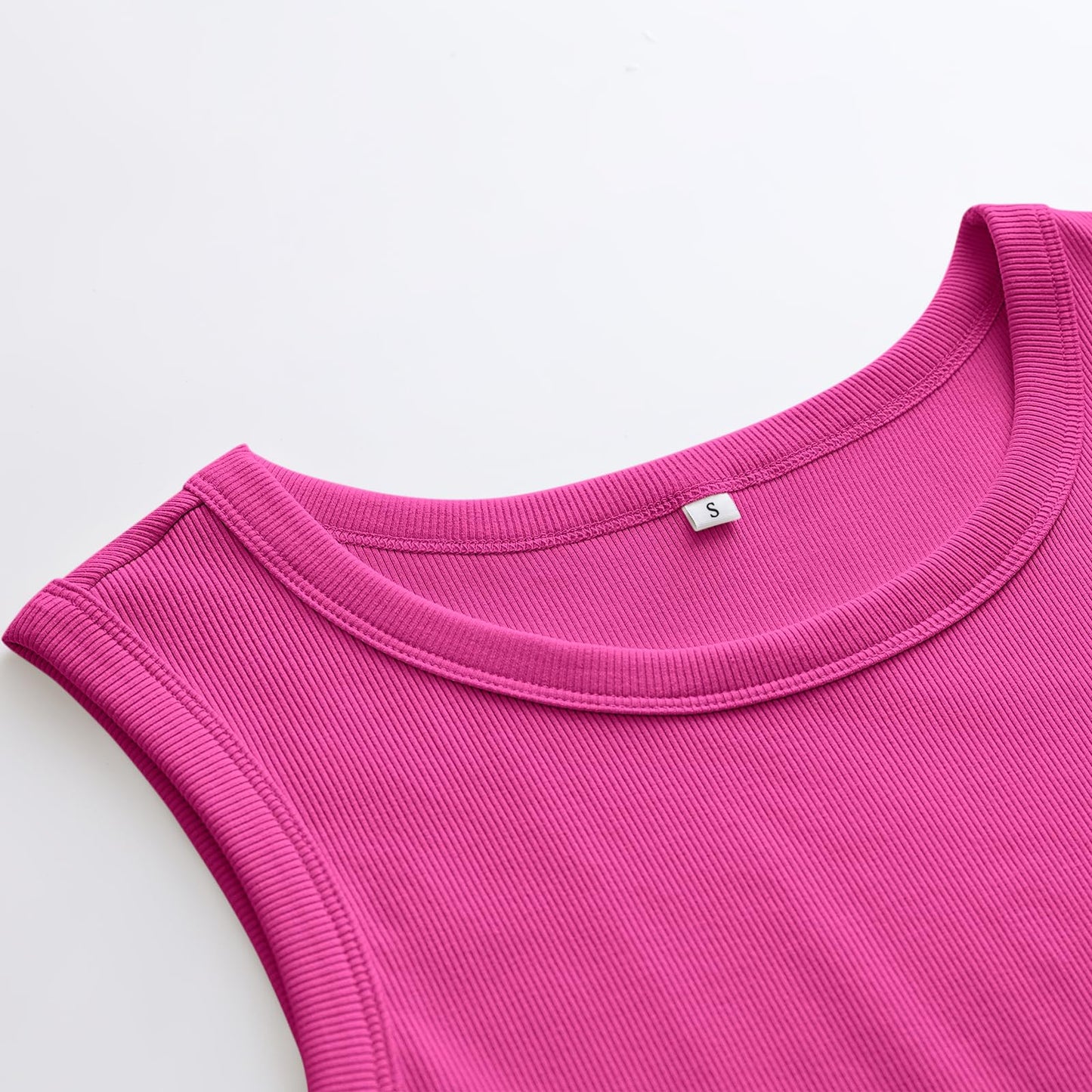 ANRABESS Womens Sleeveless High Neck Tank Tops Fashion Summer Casual Basic Slim Fit Ribbed Racerback Top Shirt Clothes Hot Pink-XXL