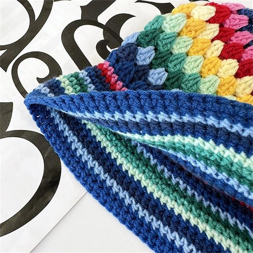 Women Crochet Bucket Hats Handmade Cloche Hats Knitted Beanies Floppy Fishing Hat Floral Cap Striped Trendy Outdoor