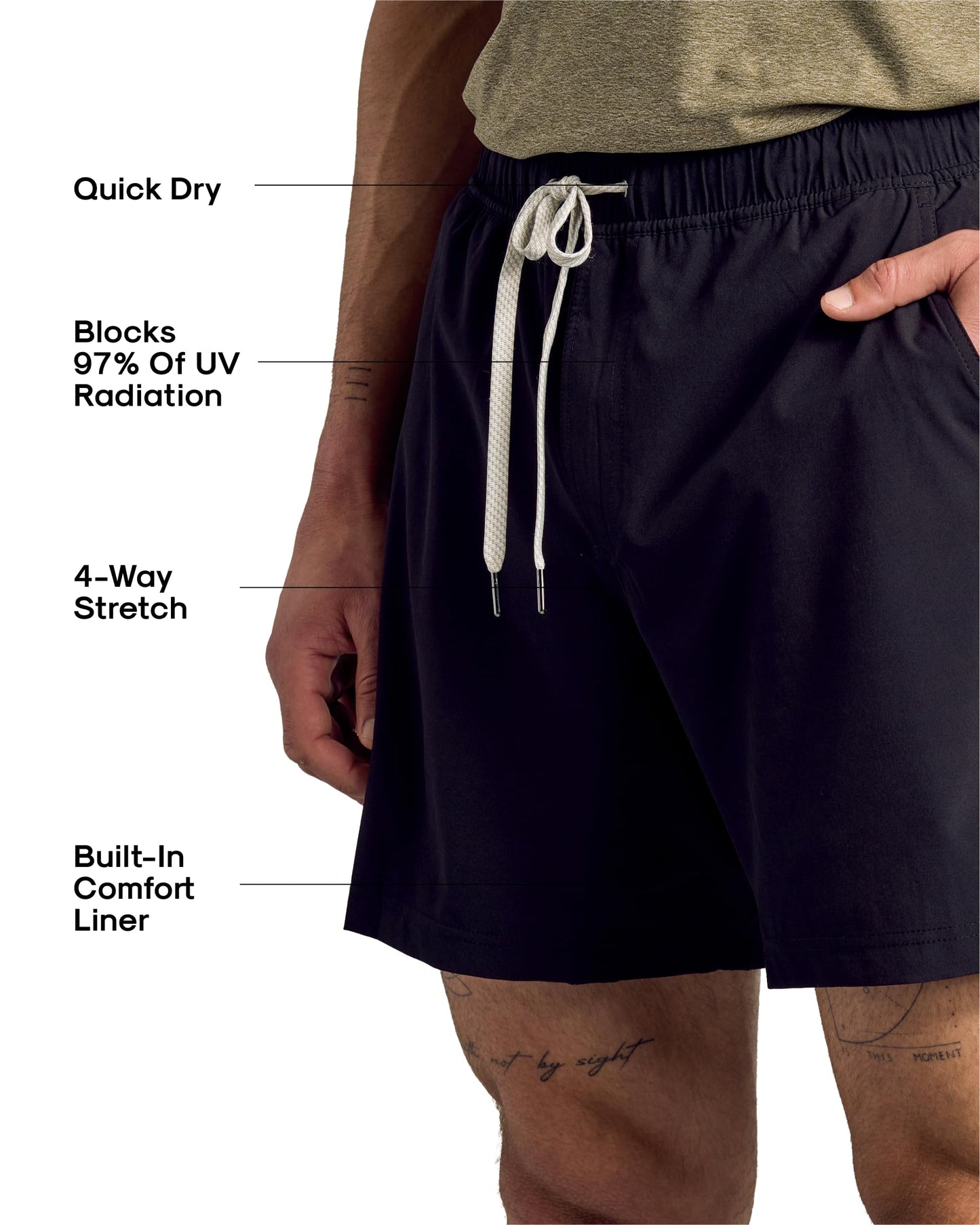 True Classic Novelty Mens Shorts – Gym Shorts for Men, Quick Dry Mens Athletic Short & Sweat Short for Workout and Running, 7.5" Quick Dry, Pack of 1, Black, L