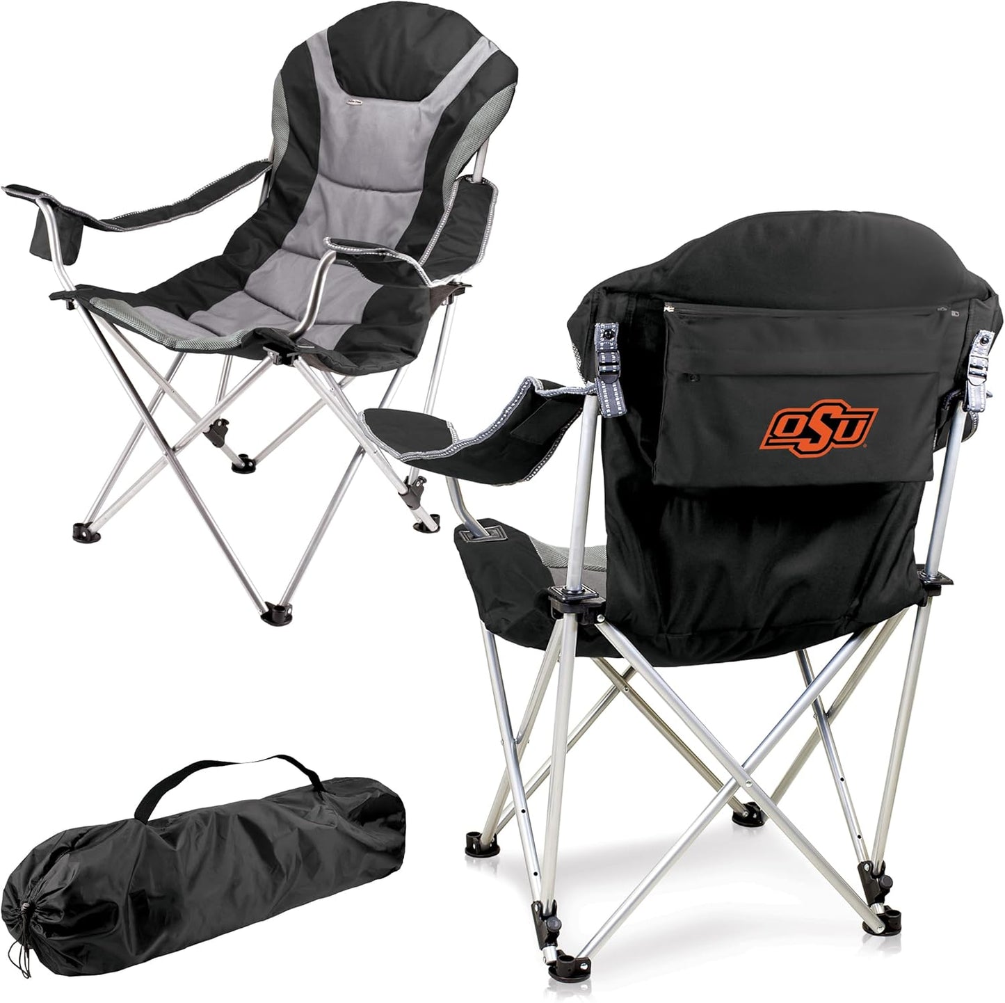 PICNIC TIME NCAA Arkansas Razorbacks Reclining Camp Chair - Beach Chair for Adults - Sports Chair with Carry Bag