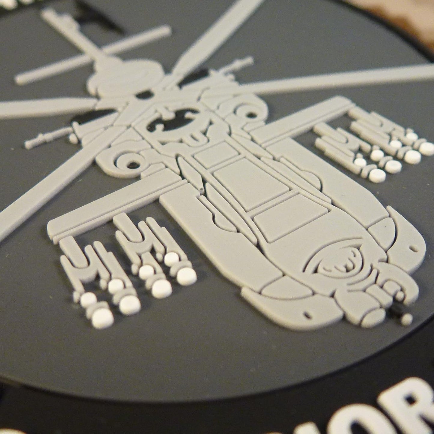 AH-64 Apache Helicopter PVC Patch [Black Grey White] Compatible with Velcro Patches for Backpacks,Hat Patches,PVC Patches,Patches for Caps,Plate Carrier Patches,Molle Patches,Patches for Hats
